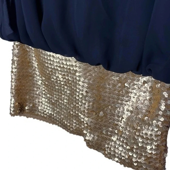 𝅺Vintage Chez California Designed by Tandy Black & Gold Sequined Dress Size 14W - Picture 4 of 7